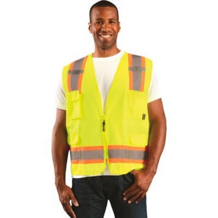 OCCUNOMIX Value Solid Two-Tone Vest Class 2 Hi-Vis Yellow 2XL,  ECO-ATRANS-Y2X